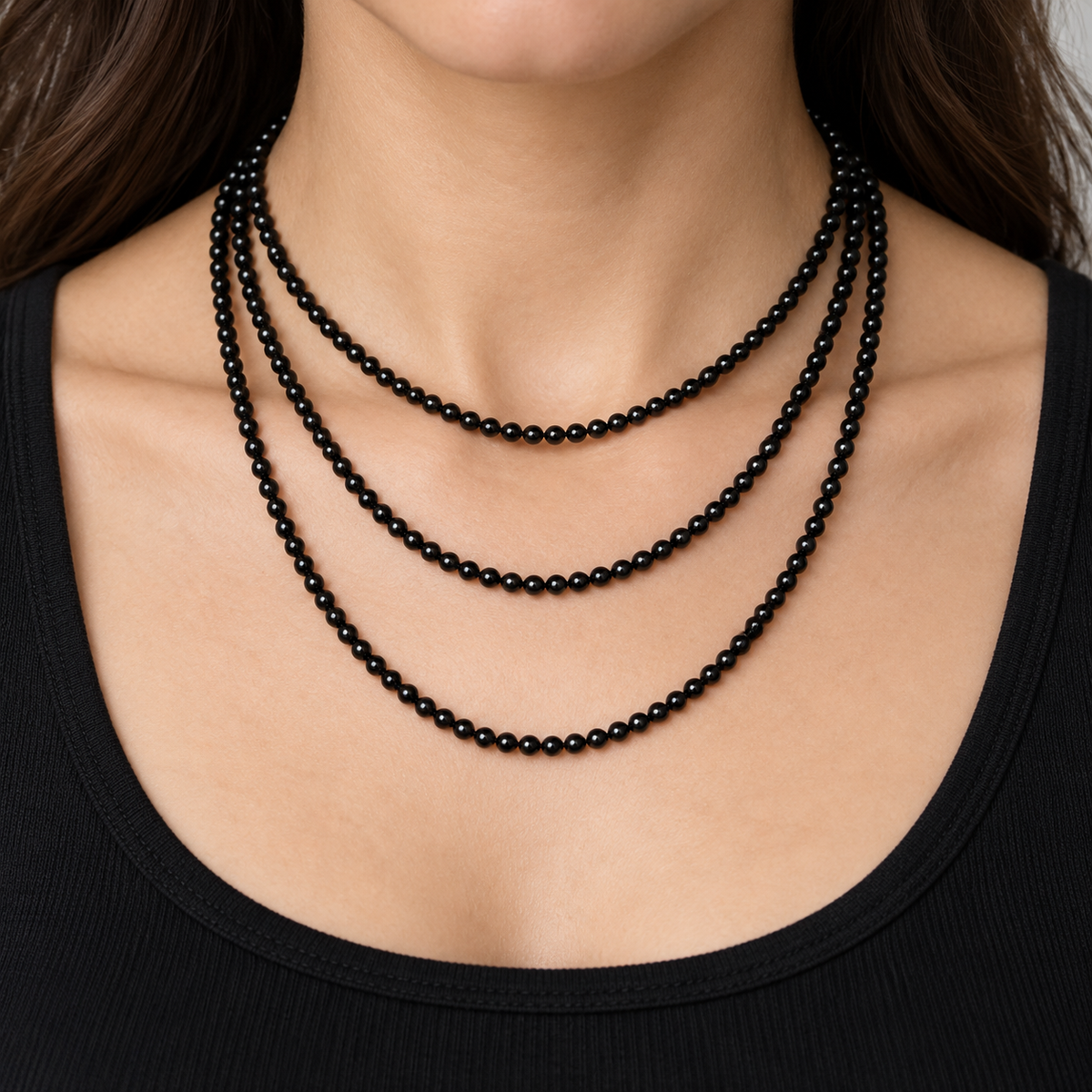 Onyx Gemstone Beads - Round Black Onyx Beads 4mm To 18mm | 15 Inch Strand - necklace styling example