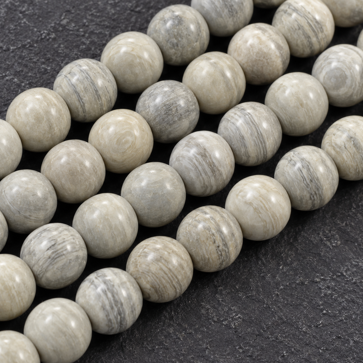 Gray Wooden Jasper - dark close-up