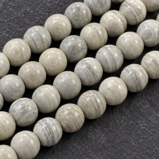 Gray Wooden Jasper - dark close-up