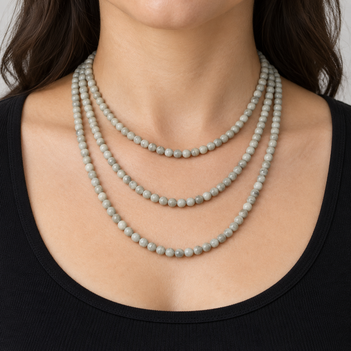 Gray Wooden Jasper - necklace styling example