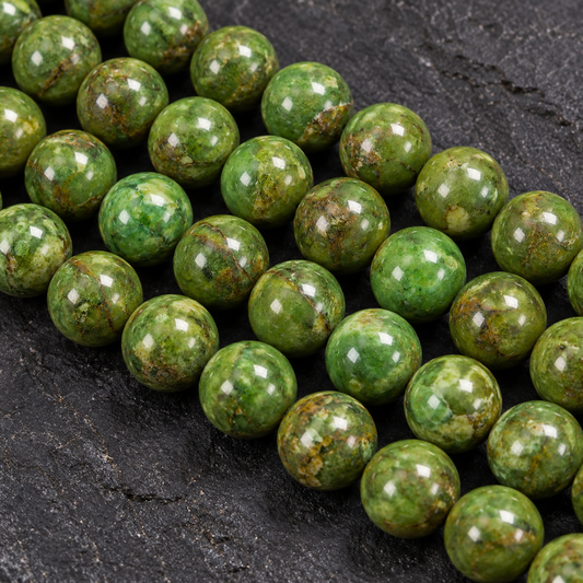 Green Wood Jasper - dark close-up