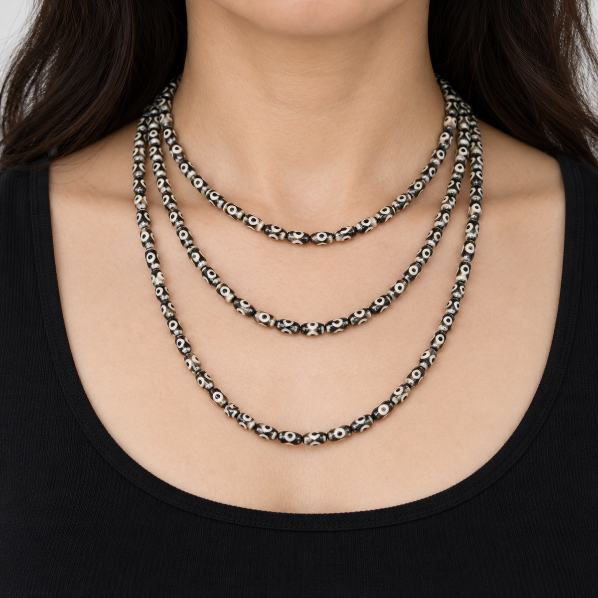 Tibetan DZI Agate - necklace styling example