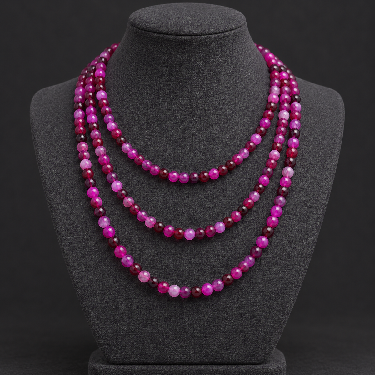 Fuchsia Madagascar Agate Natural - neck display