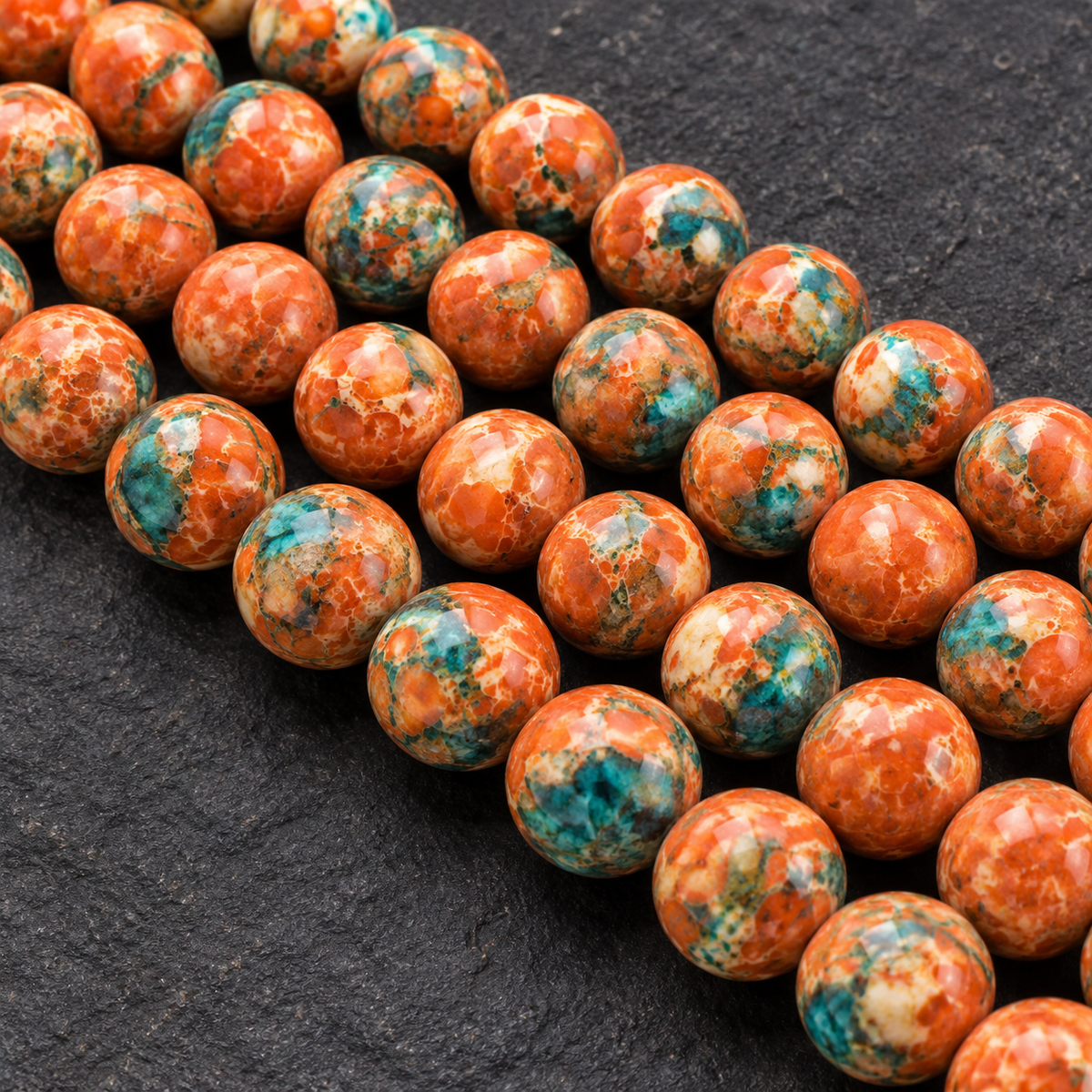 Orange Rain Flower Jasper Natural Healing Stones - 4mm To 12mm - dark close-up