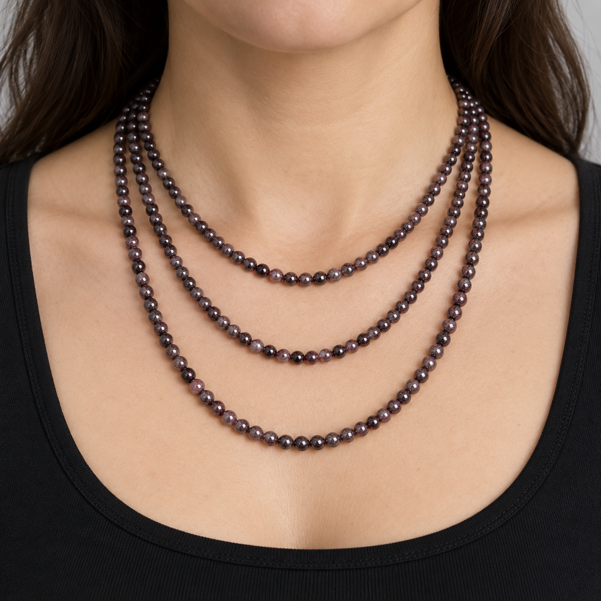 Dark Garnet - necklace styling example