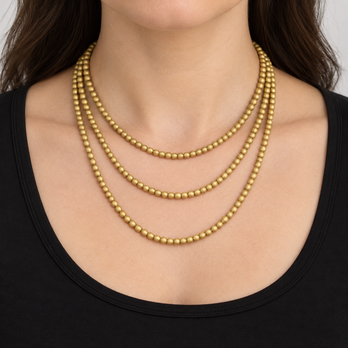 Hematite Matte Gold - necklace styling example