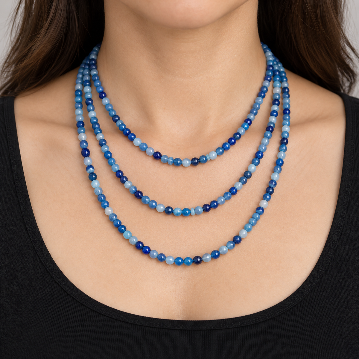 Blue Madagascar Agate - necklace styling example
