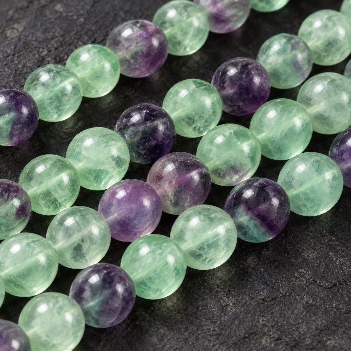 Rainbow Fluorite - dark close-up