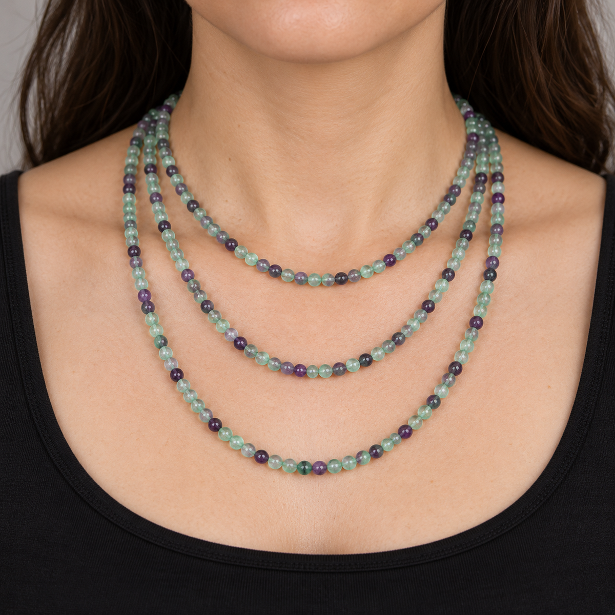 Rainbow Fluorite - necklace styling example