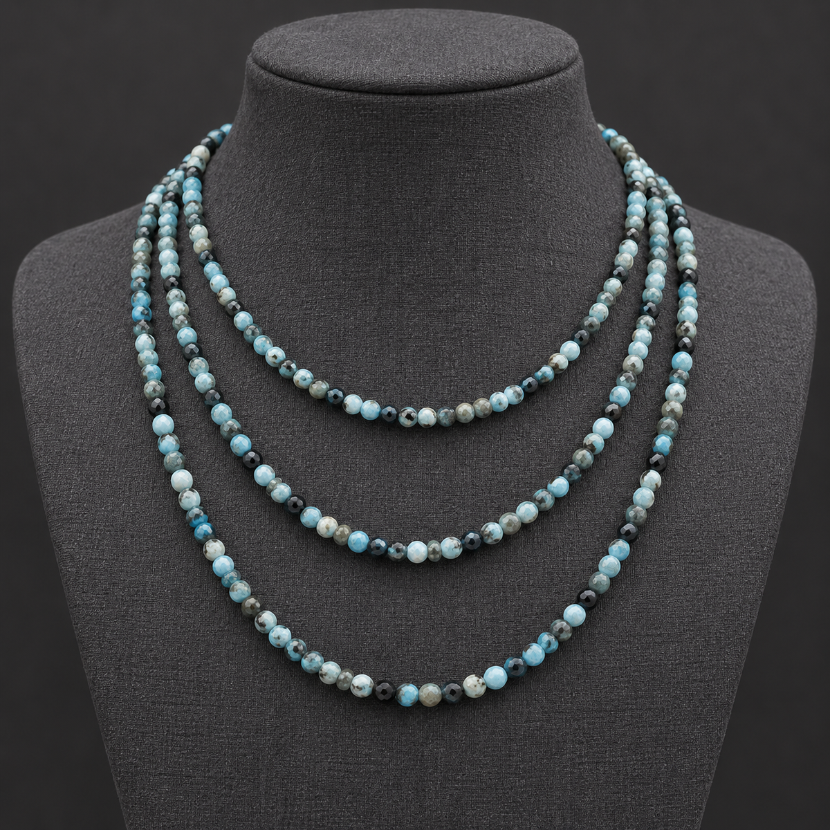 Ocean Blue Crazy Agate Faceted Agate - neck display