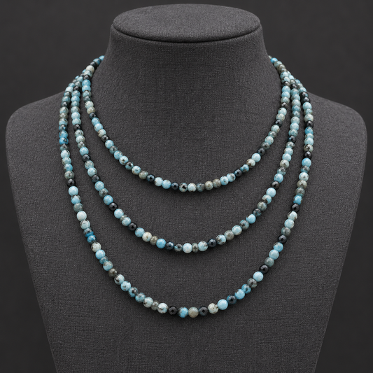 Ocean Blue Crazy Agate Faceted Agate - neck display