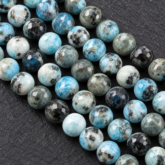 Ocean Blue Crazy Agate Faceted Agate - dark close-up