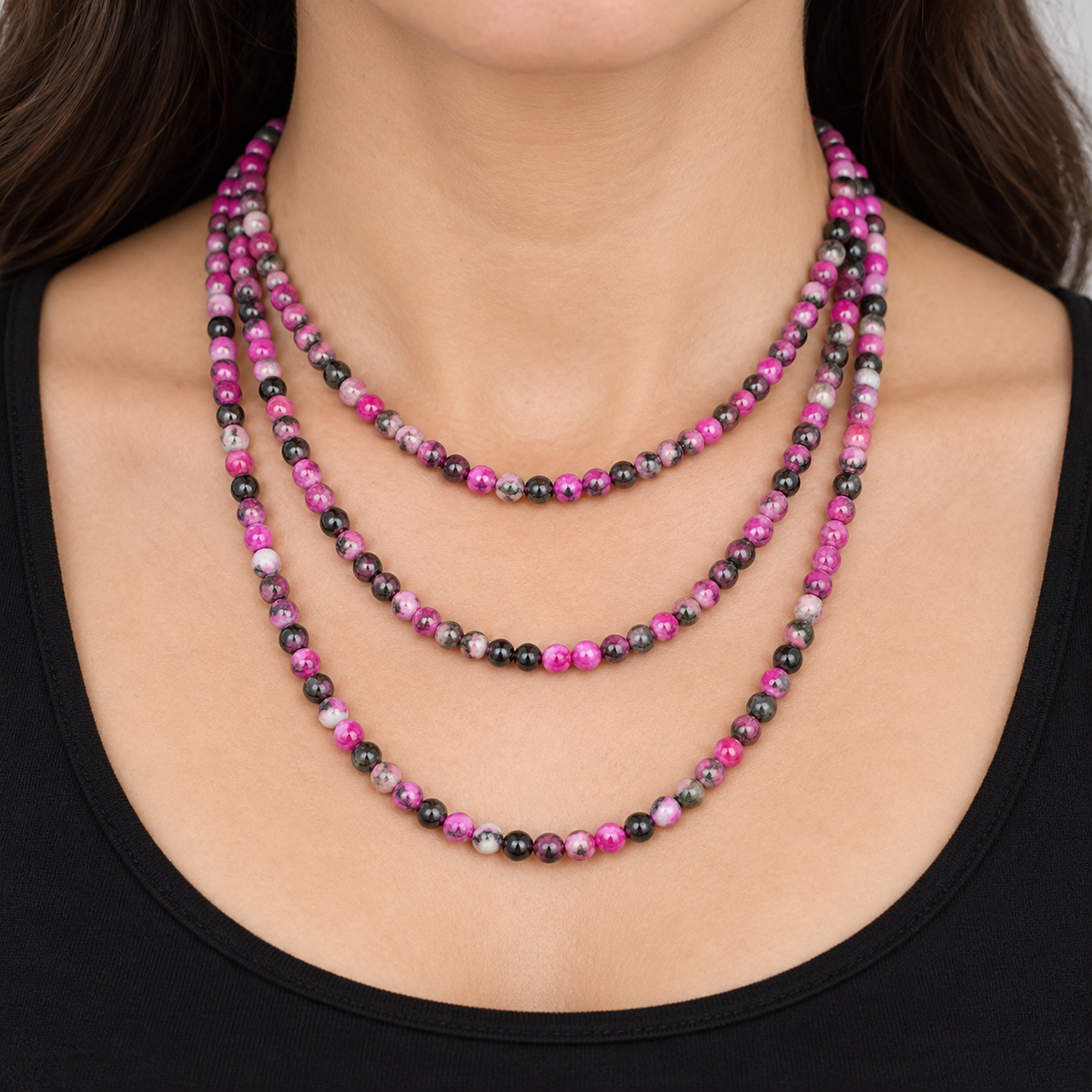 Fuchsia Crazy Agate - necklace styling example