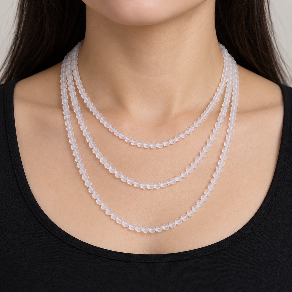 Frosted Matte Quartz - necklace styling example