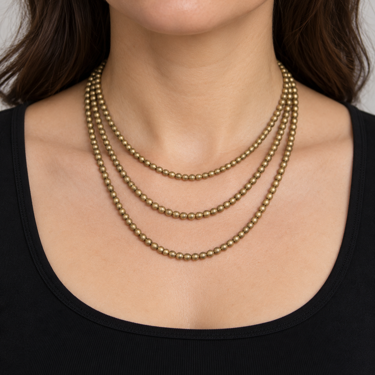 Matte Bronze Hematite - necklace styling example