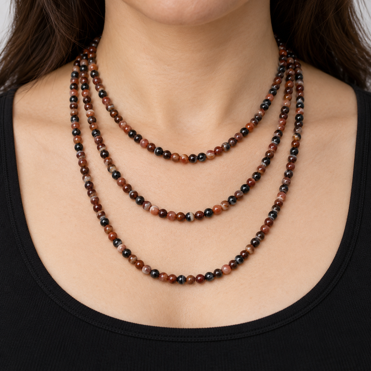 Botswana Madagascar Agate - necklace styling example