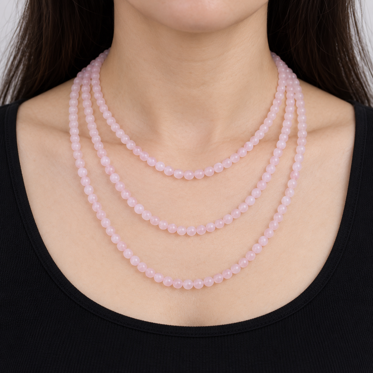 Matte Pink Quartz - necklace styling example