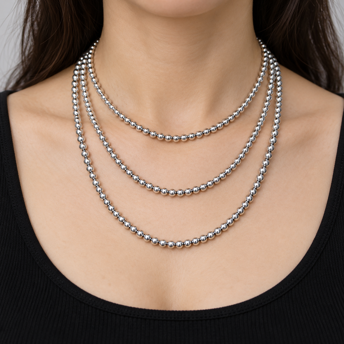 Silver Hematite - necklace styling example
