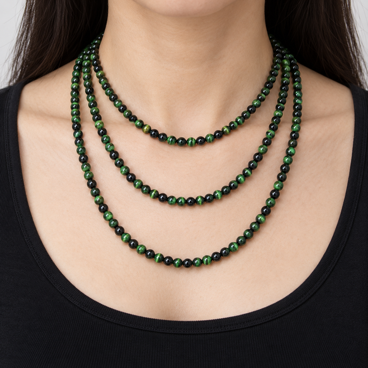 Green Tiger Eye - necklace styling example