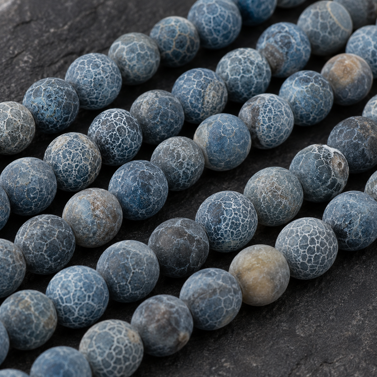 Matte Black Lace Agate Natural Agate - dark close-up