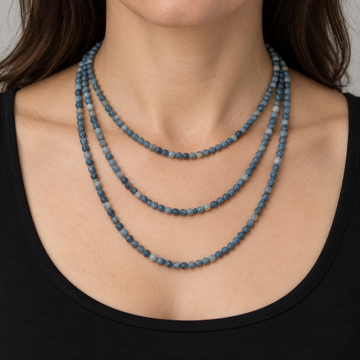 Matte Black Lace Agate Natural Agate - necklace styling example