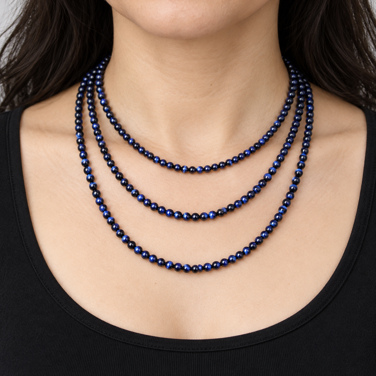 Blue Tiger Eye - necklace styling example
