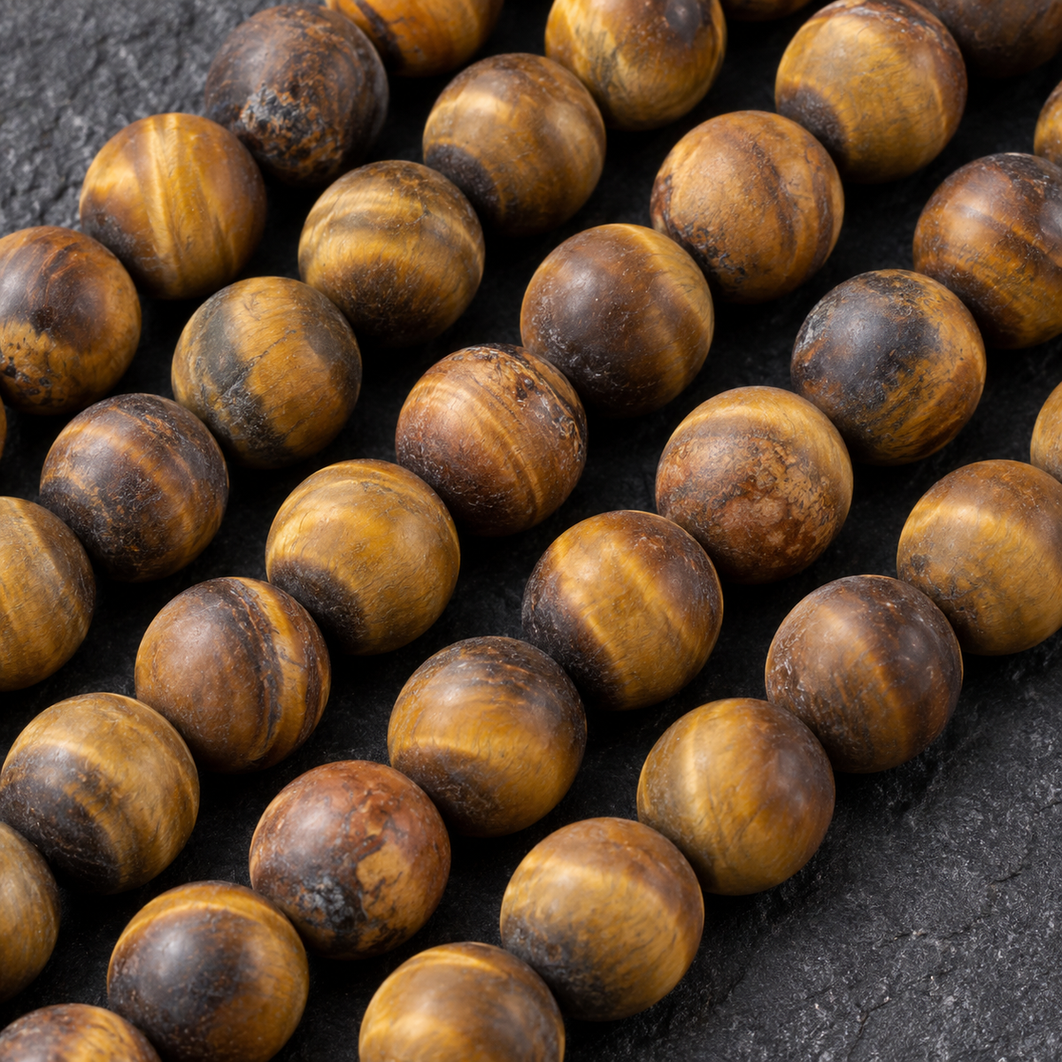 Matte Tiger Eye - dark close-up