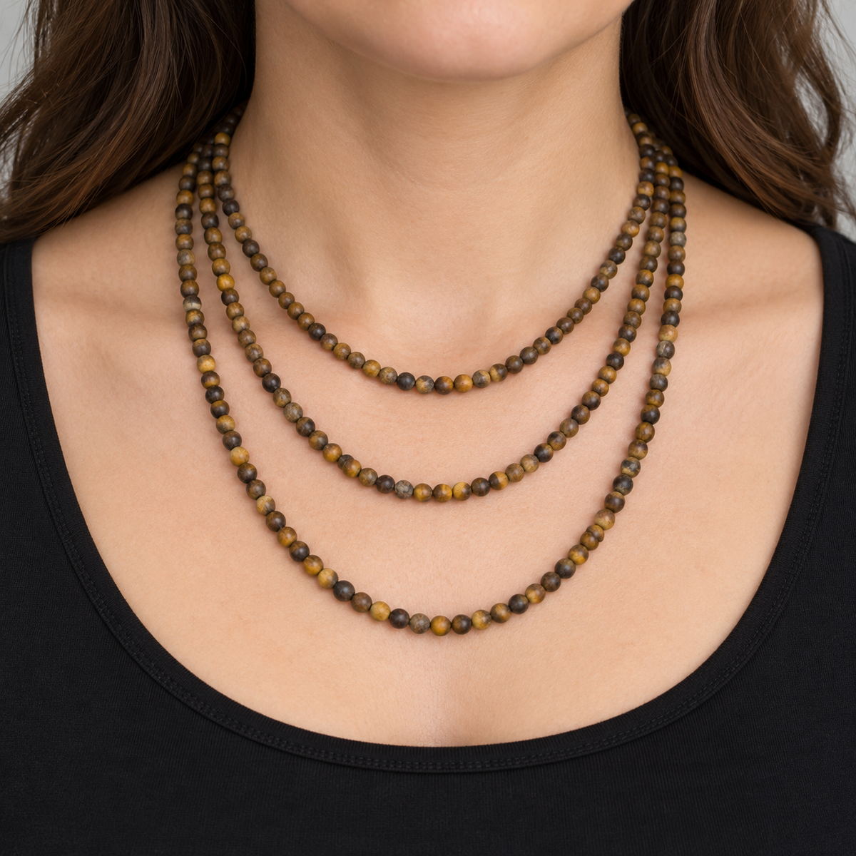 Matte Tiger Eye - necklace styling example