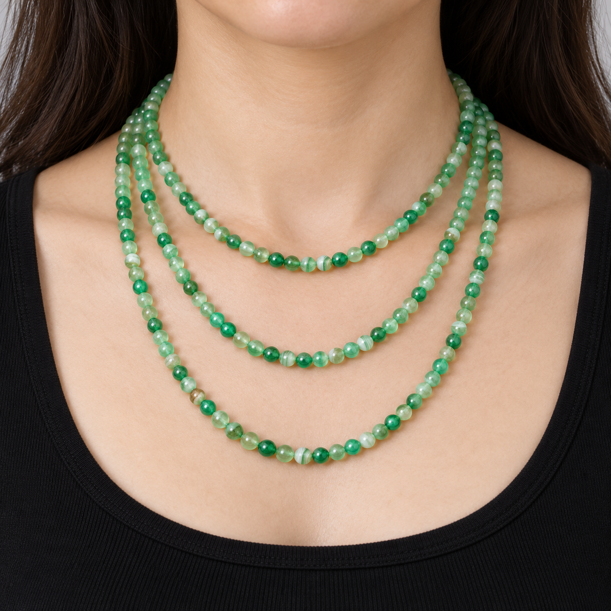 Green Lace Agate - necklace styling example