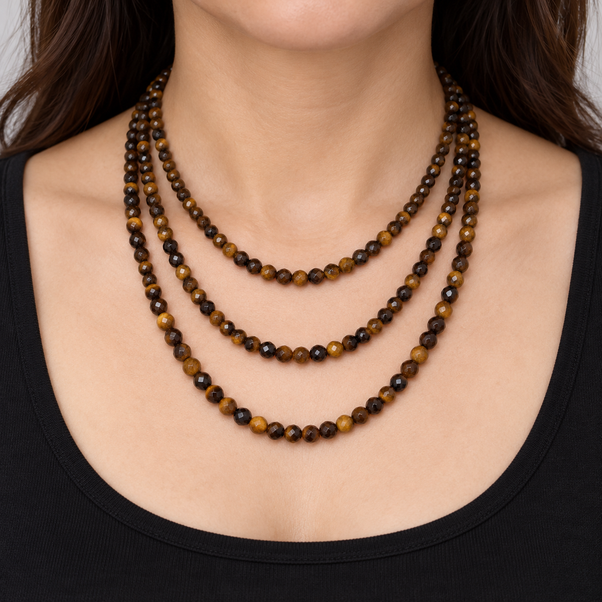 Tiger Eye facete - necklace styling example
