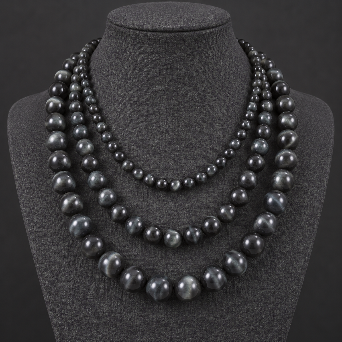 Black Gray Tiger Eye - neck display