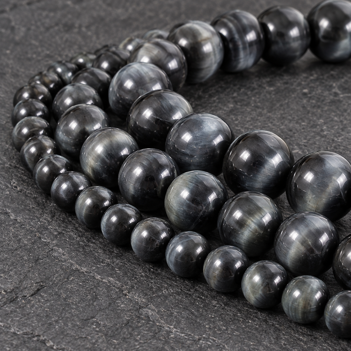 Black Gray Tiger Eye - dark close-up