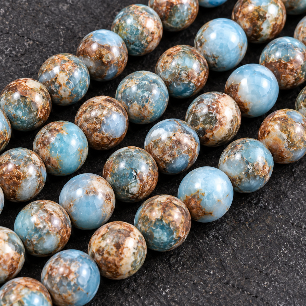 Golden Aqua Blue Quartz Natural Quartz - dark close-up