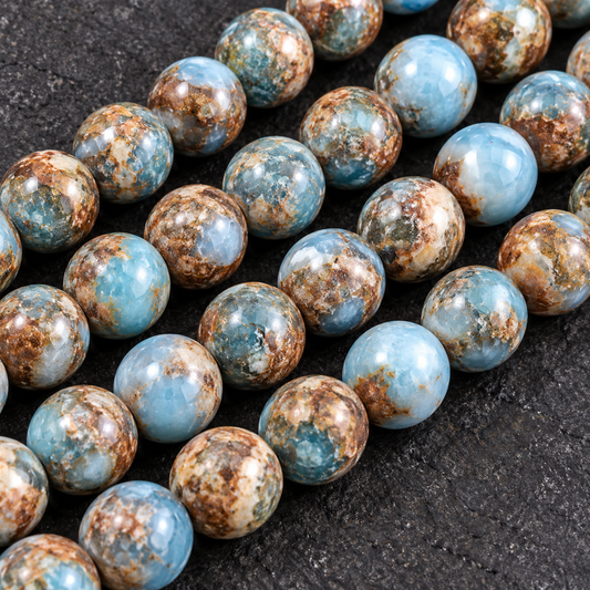 Golden Aqua Blue Quartz Natural Quartz - dark close-up