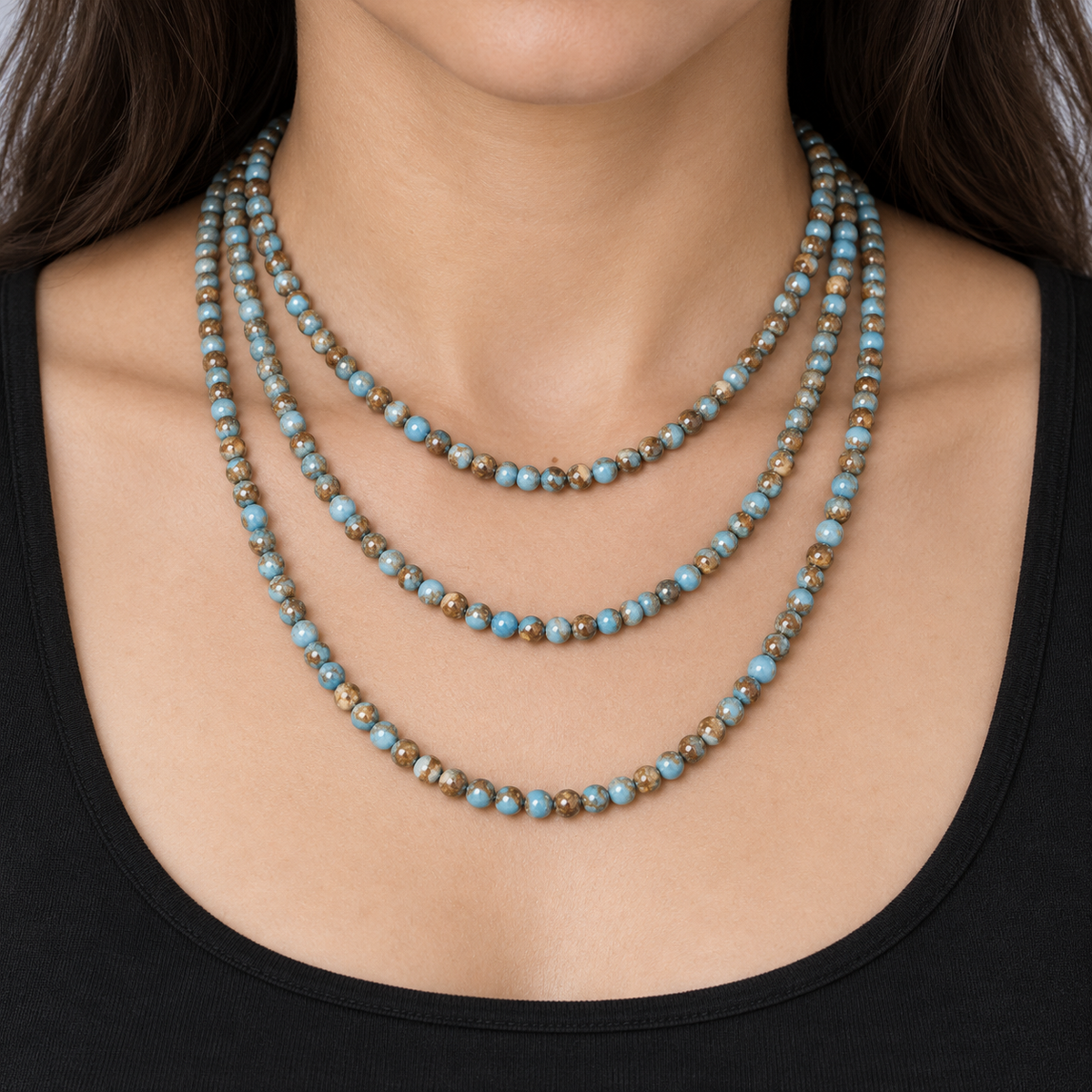Golden Aqua Blue Quartz Natural Quartz - necklace styling example