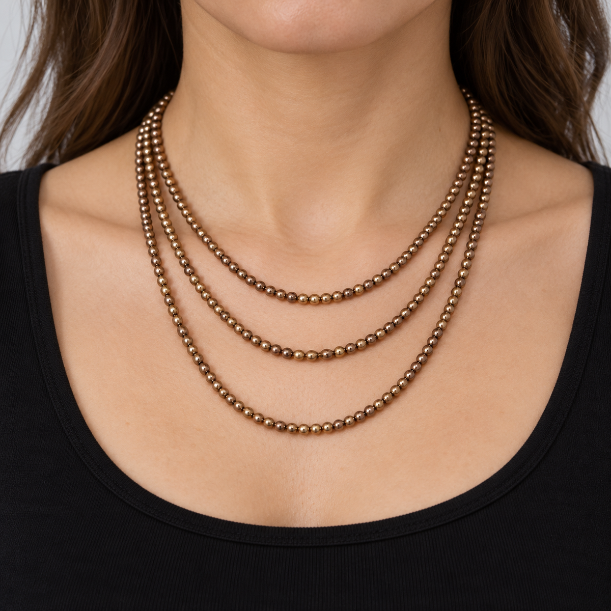 Coffee Bronze Hematite - necklace styling example