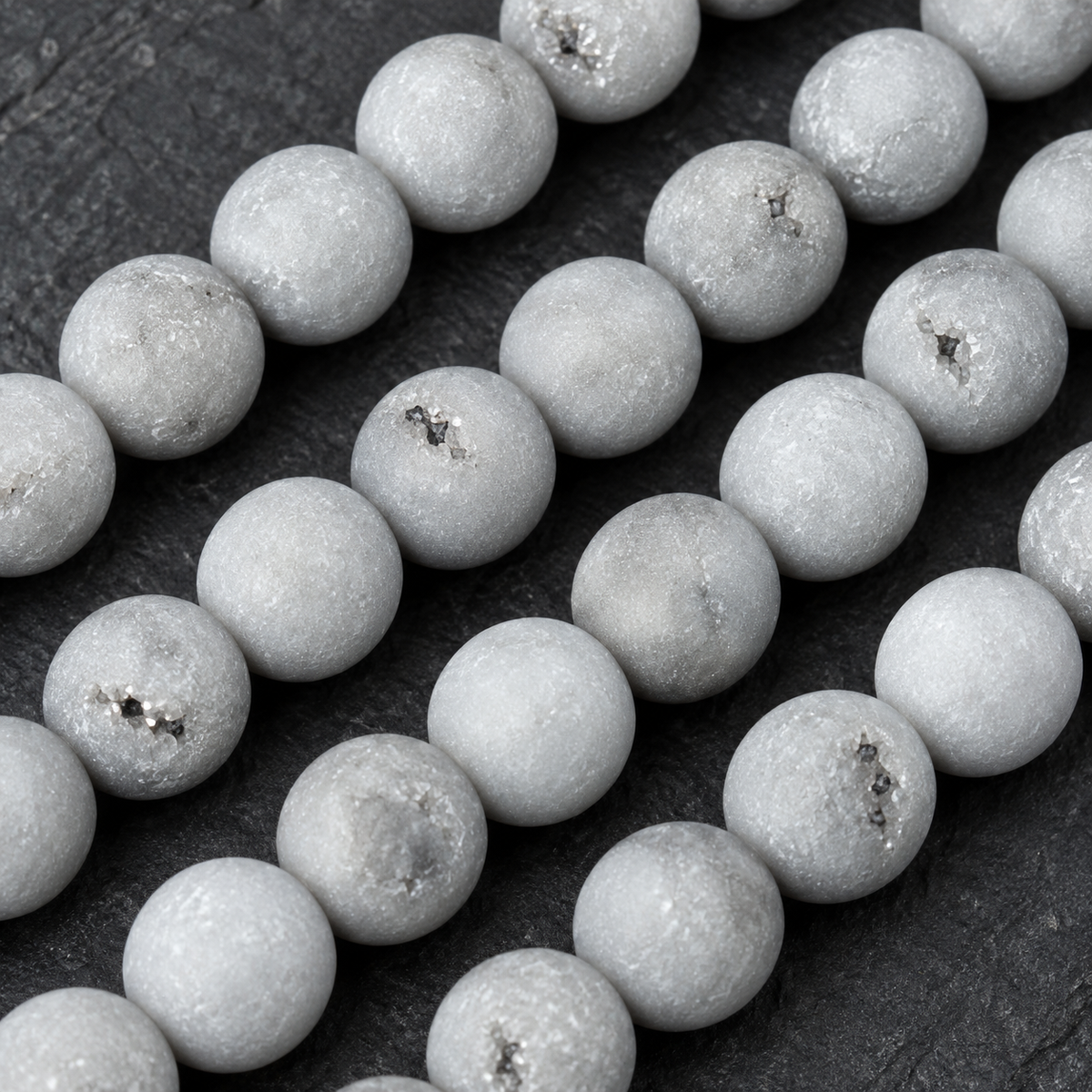 Silver Druzy - dark close-up