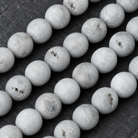 Silver Druzy - dark close-up