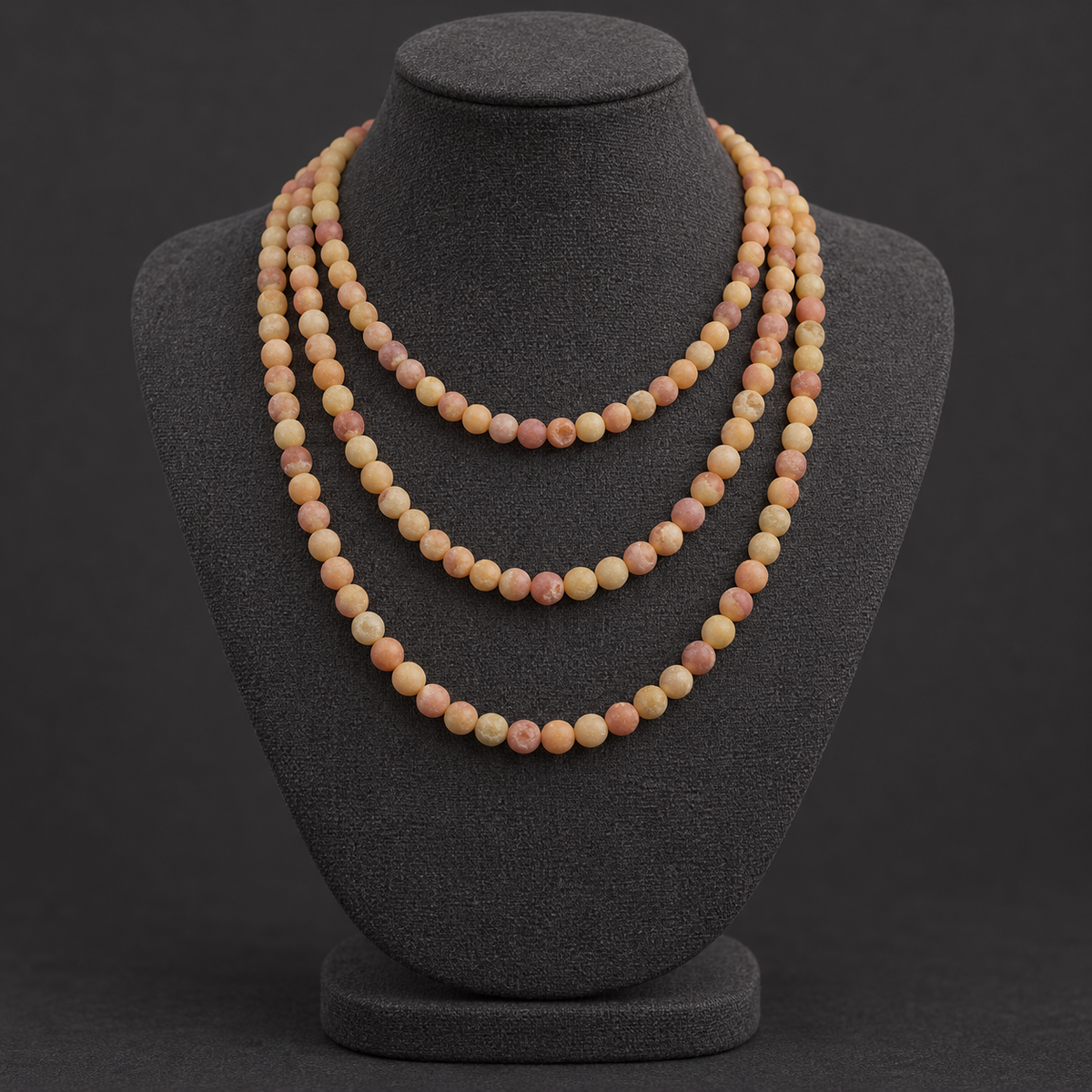 Matte Peach Druzy Agate Round - neck display