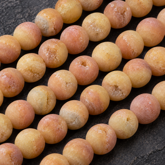 Matte Peach Druzy Agate Round - dark close-up