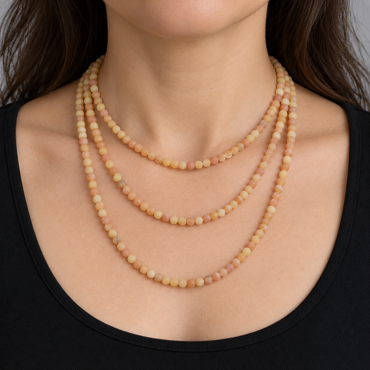 Matte Peach Druzy Agate Round - necklace styling example
