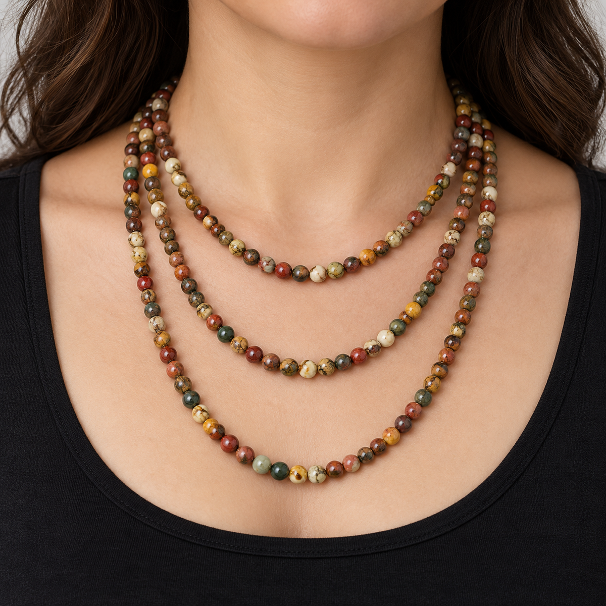 Picasso Red Greek Jasper - necklace styling example