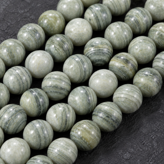 Gray Wooden Jasper - dark close-up