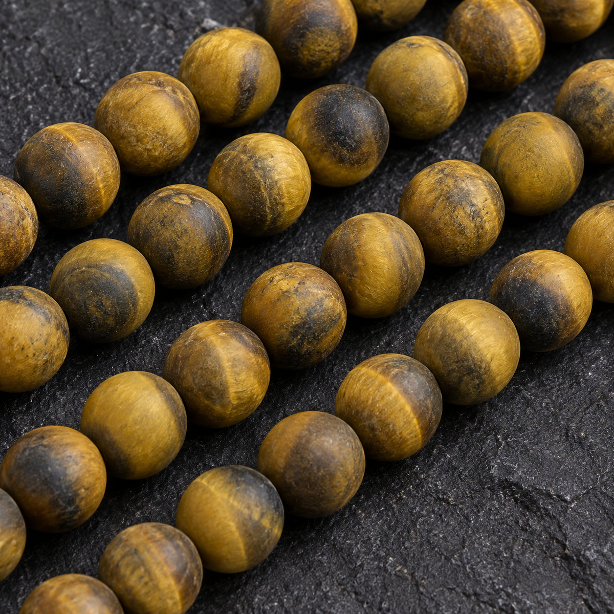 Matte Tiger Eye - dark close-up