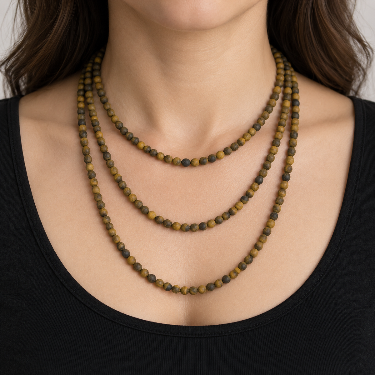 Matte Tiger Eye - necklace styling example