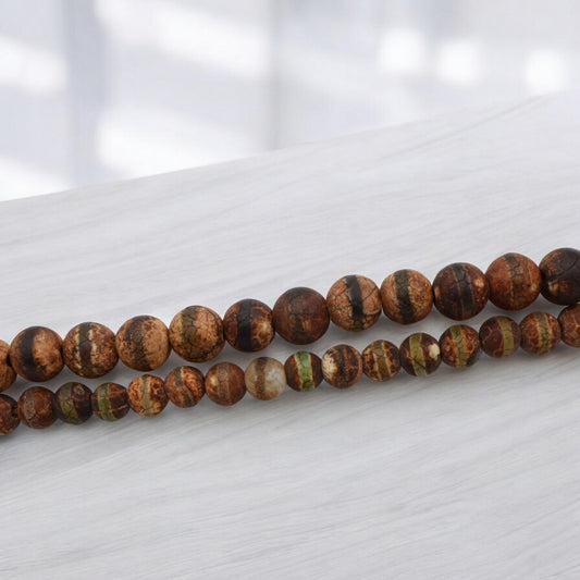 Striped Tibetan Agate Beads   6mm & 8mm Gemstone Strands jewelry making supplies - detail image 2
