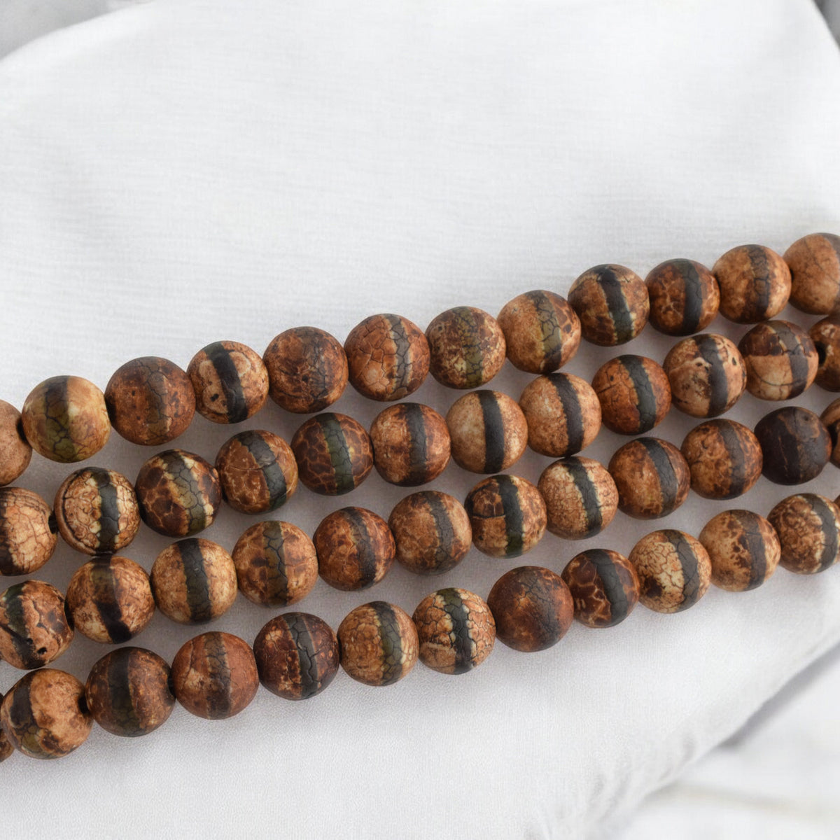 Striped Tibetan Agate Beads   6mm & 8mm Gemstone Strands jewelry making supplies - detail image 3