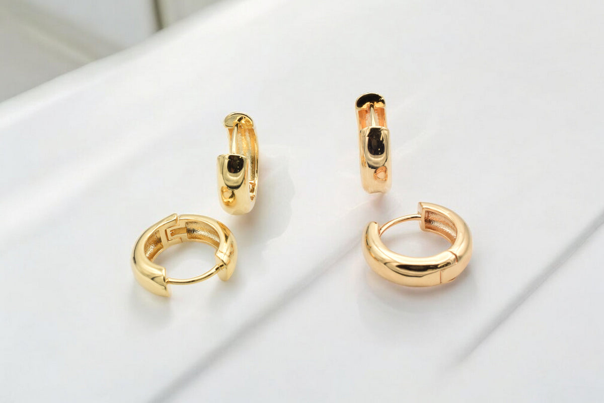 Gold Filled Huggie Hoop Earrings   14k & 18k, 17mm jewelry making supplies - detail image 6