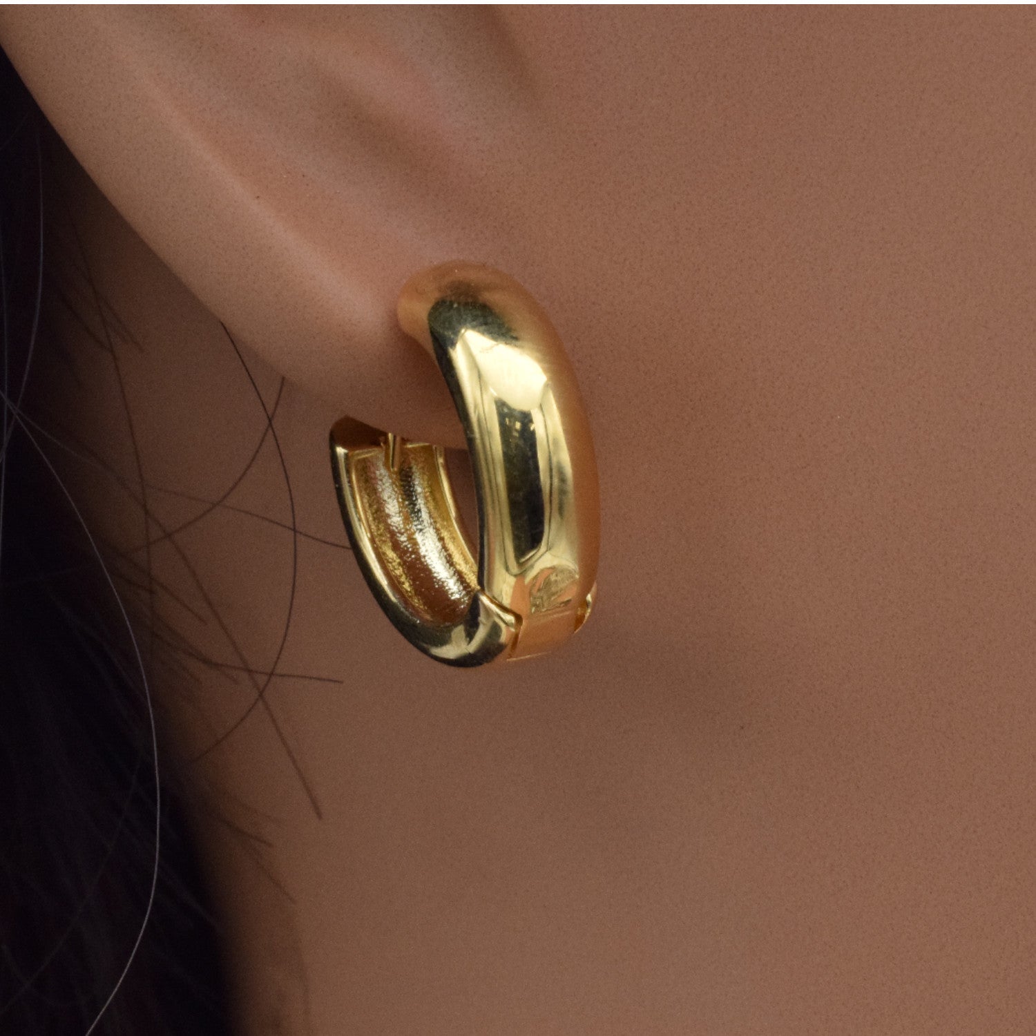 Gold Filled Huggie Hoop Earrings   14k & 18k, 17mm jewelry making supplies - detail image 4