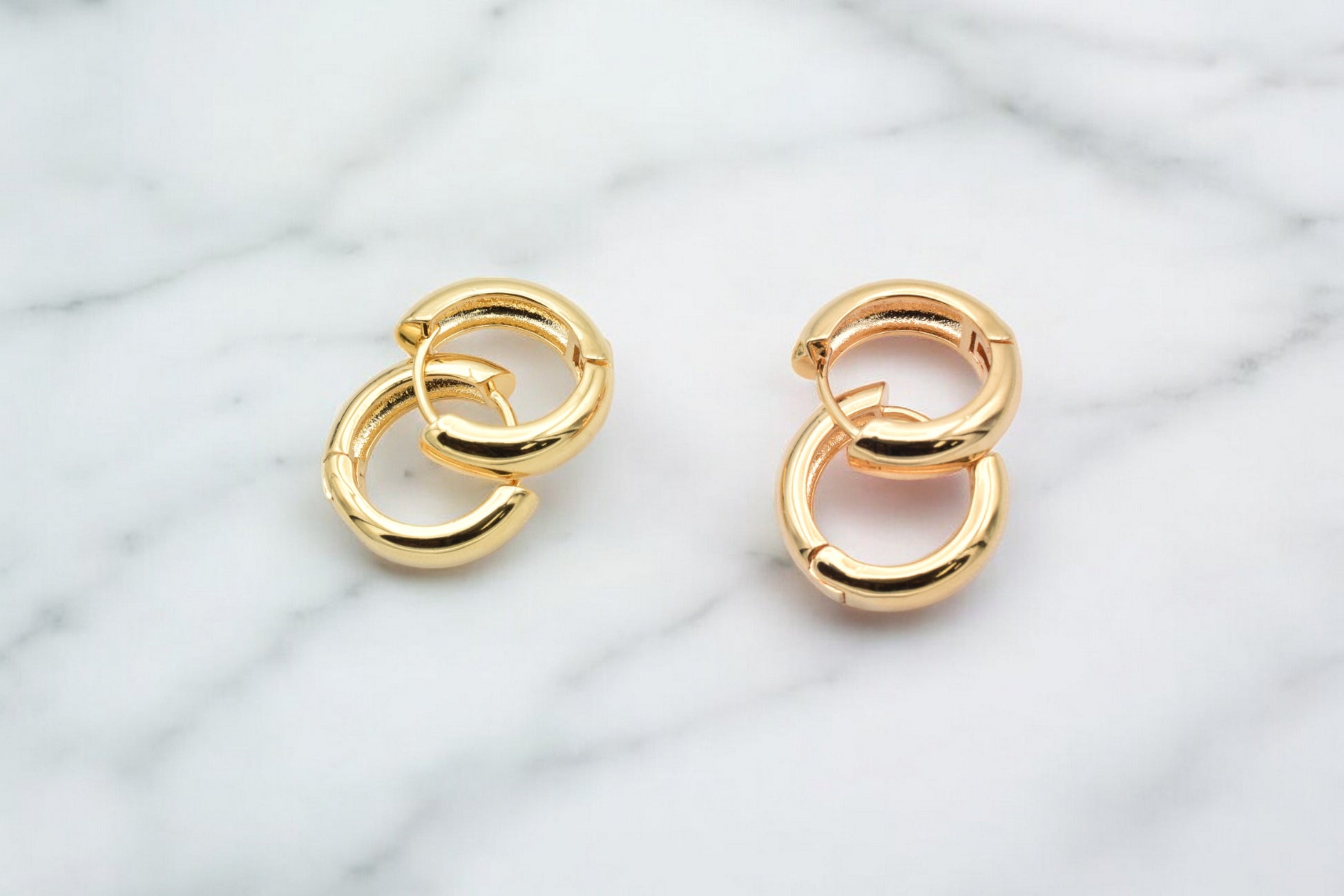 Gold Filled Huggie Hoop Earrings   14k & 18k, 17mm jewelry making supplies - detail image 2